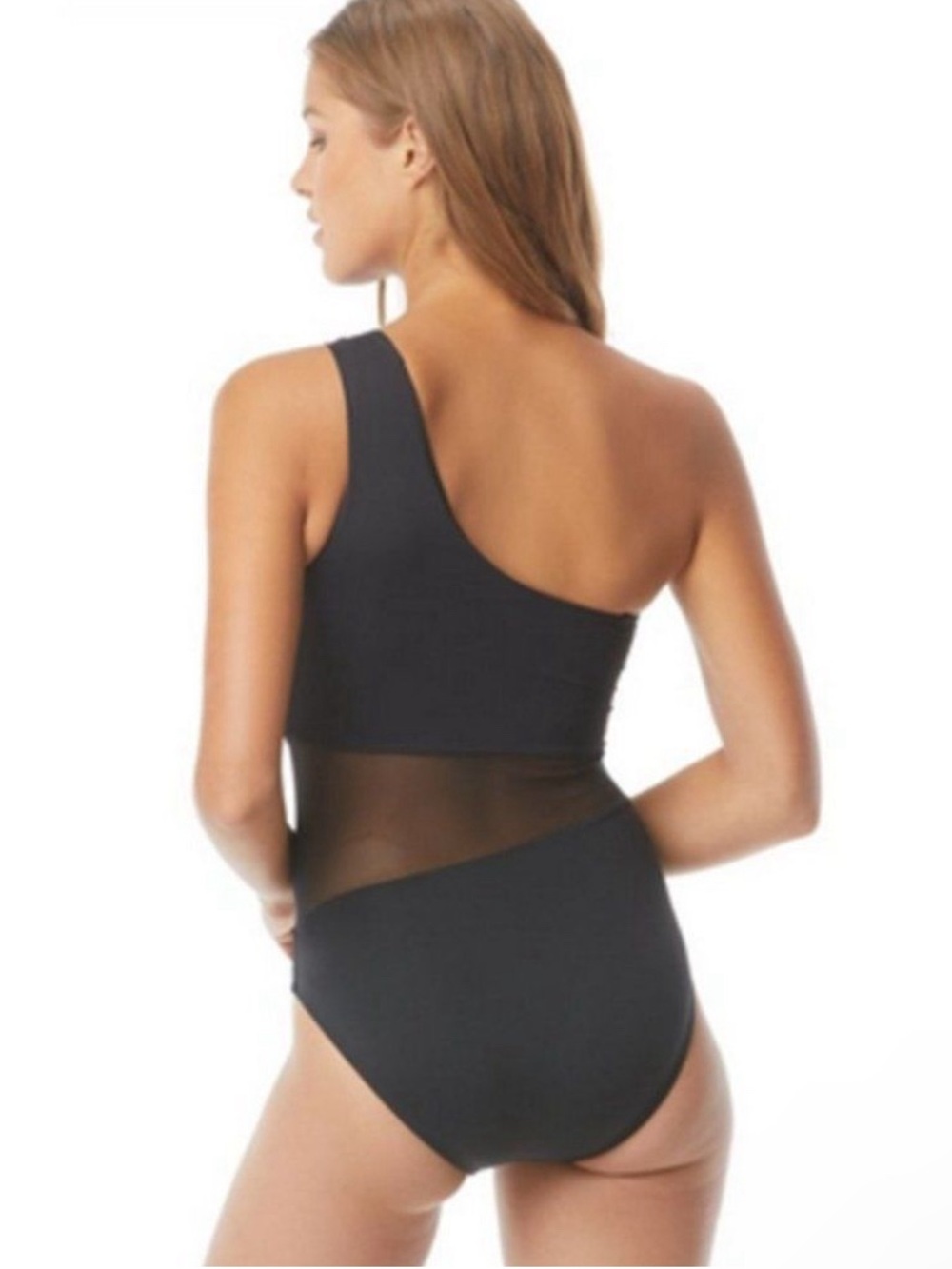 Michael Kors One-Shoulder Mesh Swimsuit Black Size 14 NWT - Picture 8 of 16